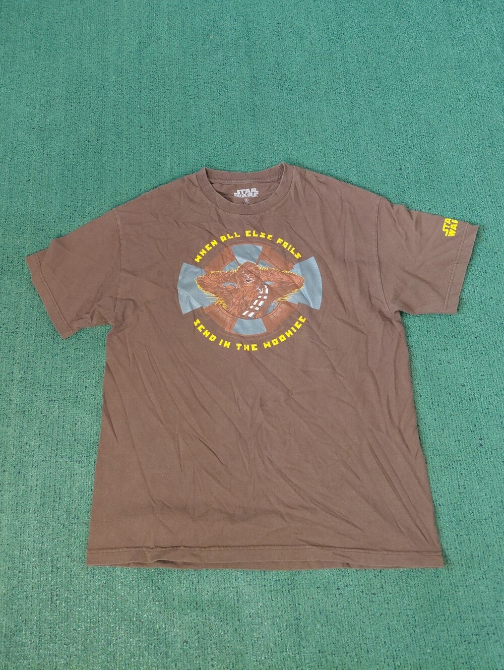 Star Wars "When All Else Fails Send In The Wookies" Funny Movie Brown T Shirt Sz
